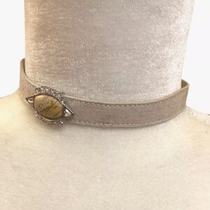 WHITE HOUSE BLACK MARKET Semi Precious Stone Pendant Leather Choker Necklace